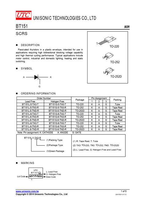 BT151, SCR - Datasheet PDF