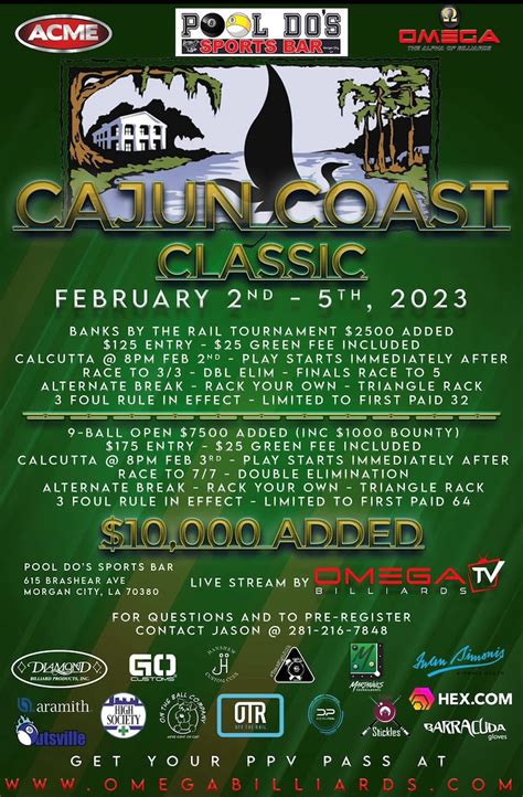 2023 Cajun Coast Classic 9-Ball - Pool Do's Sports Bar - February 2 ...