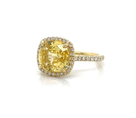 Cushion-Cut Yellow Sapphire Ring Los Angeles Jeweler | Peter Norman