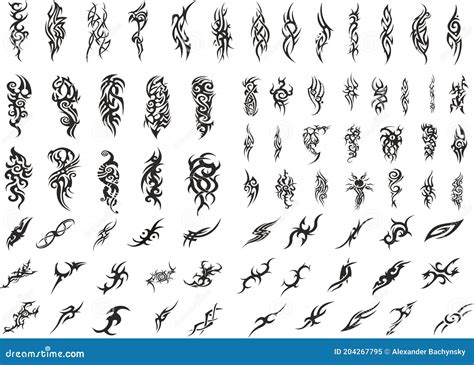 Vector Tattoo Symbols. Set of Abstract Drawings Sticker Elements Stock ...