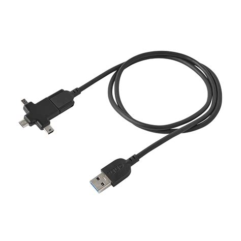 onn. USB Universal Multi-Connector Cable with USB-C, Micro-USB, Mini ...