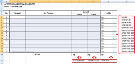 Latihan Membuat Pembukuan Sederhana Menggunakan Excel | Modul Komputer