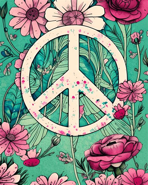 Shabby Vintage Peace Sign Illustration · Creative Fabrica