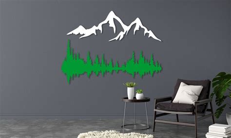 Mountain and Forest Silhouette Metal Wall Art, Mountain Metal Wall ...