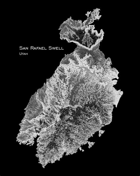 San Rafael Swell Map Art Print Utah Topographic Map Custom - Etsy