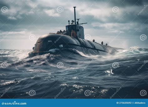 Submarine on the Rescue Mission, Searching for Survivors after Major Natural Disaster Stock ...