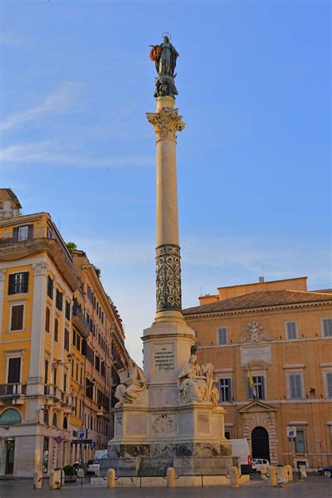 The Column Of The Immaculate Conception In Piazza Di Spagna, Rome Stock Photo - Image of piazza ...