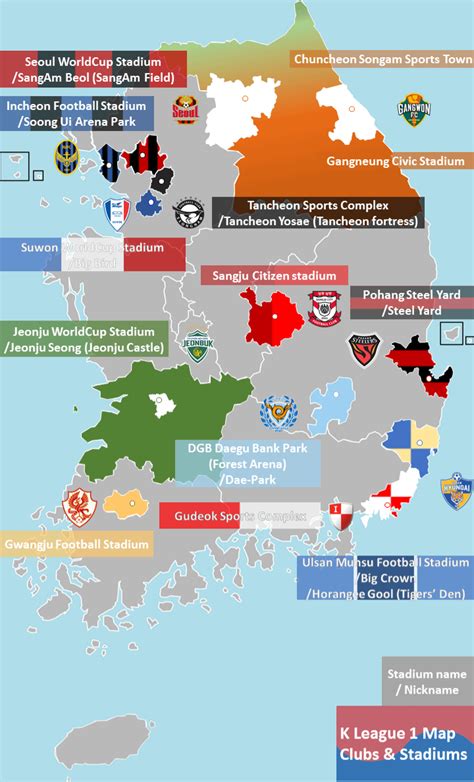 K league 1 Stadium and Clubs map : r/KLeague