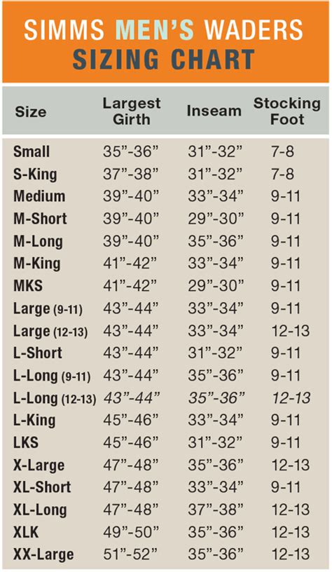 Simms Waders Size Chart | lupon.gov.ph