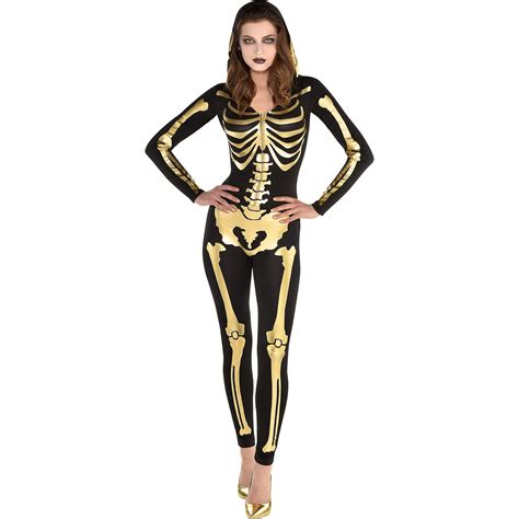 Suit Yourself 24 Carat Bones Skeleton Halloween Costume for Women, with Attached Hood - Walmart.com