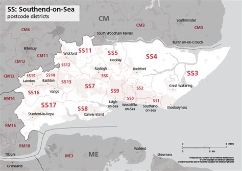 Map of SS postcode districts – Southend-on-Sea – Maproom