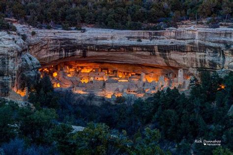 Cliff Palace at Night. This is the largest of the cliff dwellings in Mesa Verde National Par ...