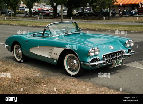 A 1950's Chevrolet Corvette convertible roadster on show at the North ...