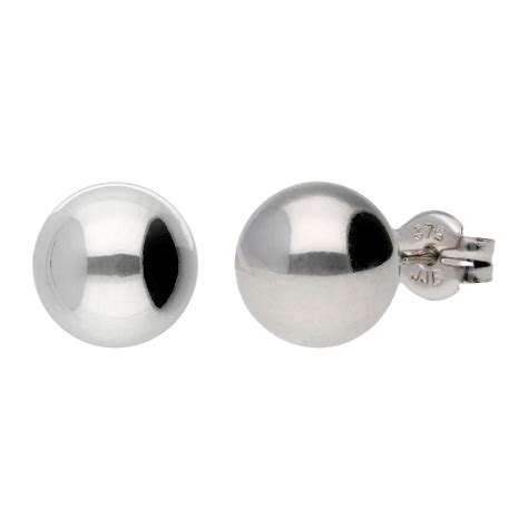 9ct White Gold 8mm Ball Stud Earrings | Buy Online | Free Insured UK ...