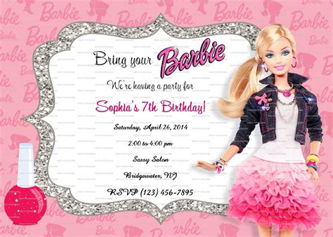 Barbie Invitations Free Printables - Printable Word Searches