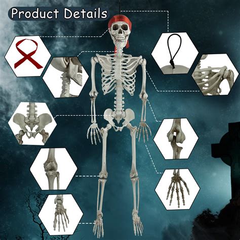 XMxoTxo 3FT Halloween Skeleton Decorations,Plastic Halloween Body Skeleton Prop for Halloween ...