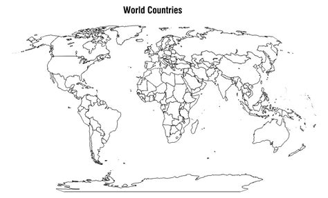 Printable Blank World Map with Countries | Blank world map, Map, World map printable