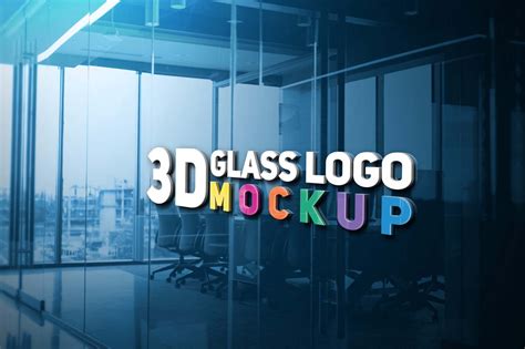 Free 3D Glass Logo Mockup (PSD)