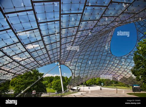 Tensile roof structure of the Munich Olympic Hall, Munich Olympic Stock ...