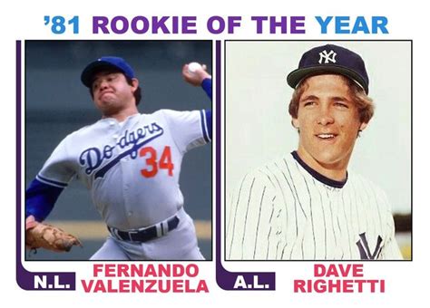 NOV 30 1981 AL Rookie of the Year DAVE RIGHETTI | Baseball cards ...