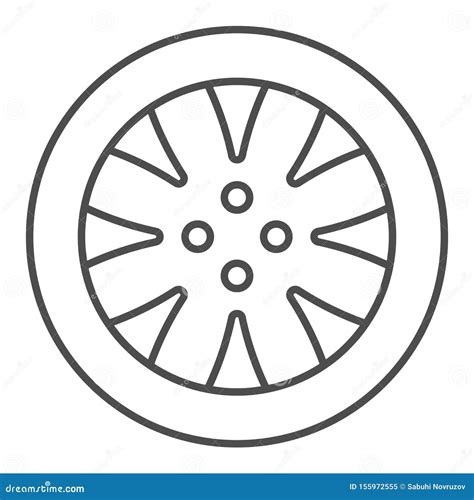 Tire Thin Line Icon. Automobile Wheel Vector Illustration Isolated on White Stock Vector ...