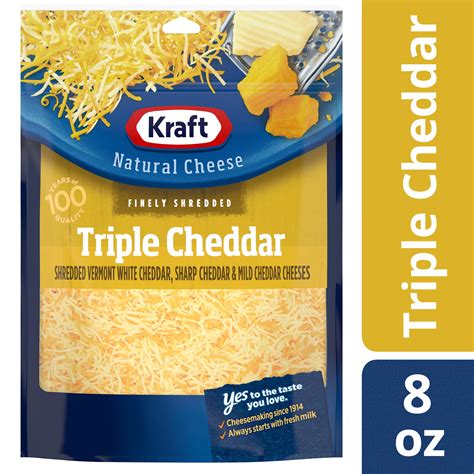 Kraft Finely Shredded Triple Cheddar Shredded Cheese, 8 oz Bag - Walmart.com - Walmart.com