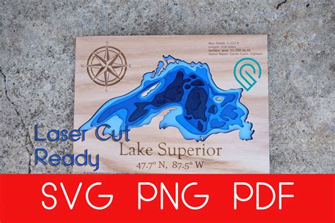 Digital File Lake Superior Depth Map SVG PDF PNG Laser - Etsy Finland