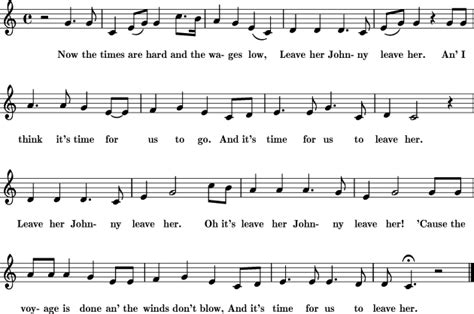 Leave Her, Johnny, Leave Her sheet music for Treble Clef Instrument - 8notes.com | Sheet music ...