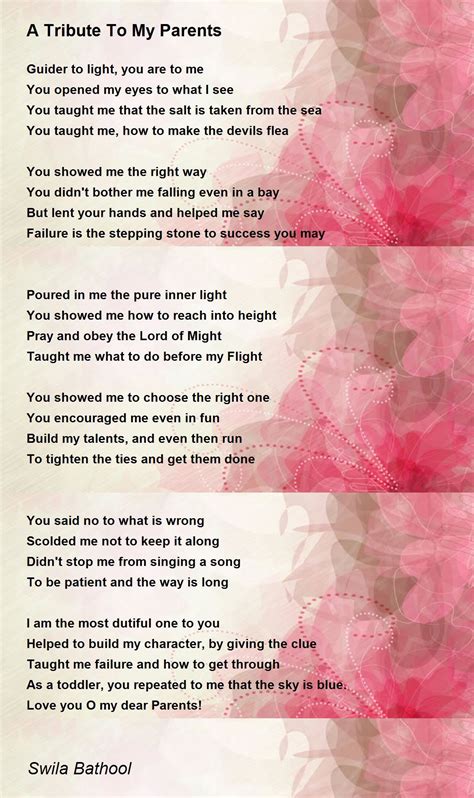 A Tribute To My Parents - A Tribute To My Parents Poem by Swila Bathool