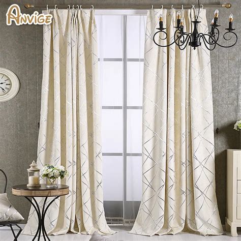 Modern Chenille Striped Curtain 3 Colors Jacquard Blackout Curtains Window Treatments Thick ...