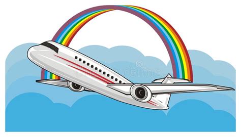 Rainbow Airplane Landing stock vector. Illustration of landing - 6892527