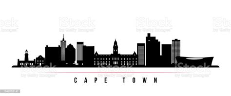 Cape Town Skyline Horizontal Banner Black And White Silhouette Of Cape ...