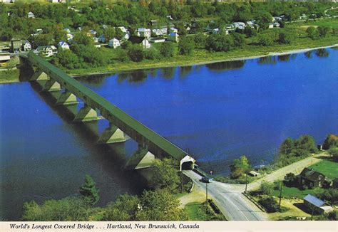 Longest covered bridge: The Hartland Bridge, New Brunswick, Canada, 1,283f long. This 112-year ...