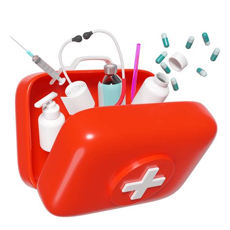 3d red first aid kit open icon isolated. 3d render illustration 22944324 PNG