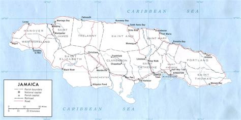 Regions Map of Jamaica