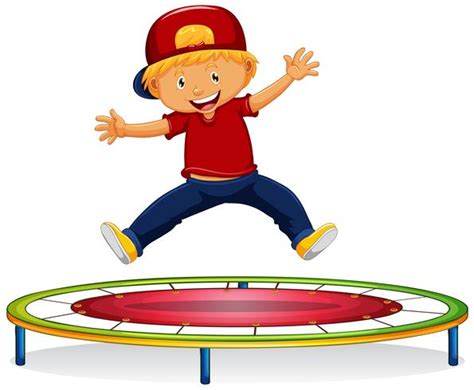 Happy boy jumping on trampoline 433259 Vector Art at Vecteezy