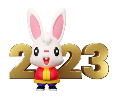 Premium Photo | 3D render rabbit zodiac on 2023 signage illustration