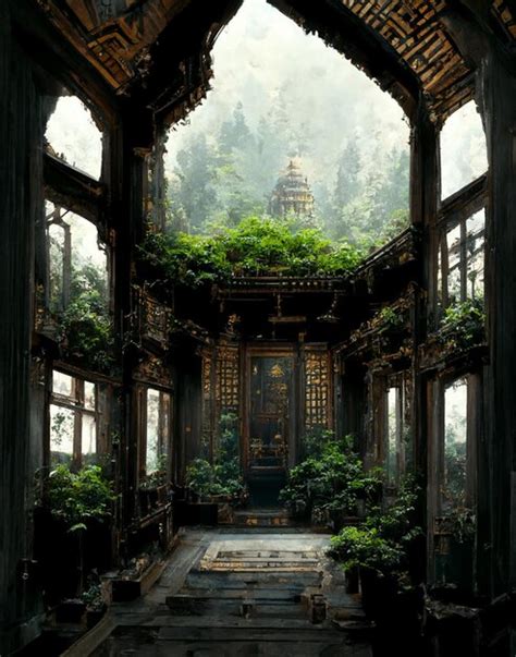 Premium AI Image | An abandoned building with a forest in the background.