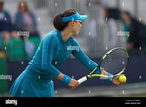 Professional tennis player Saisai Zheng (Zheng Saisai) preparing to ...