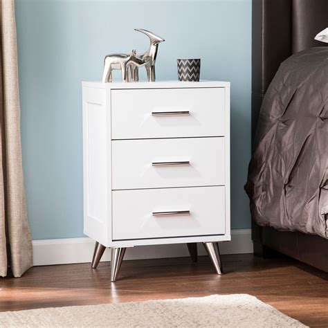 Three Drawer Nightstand, White