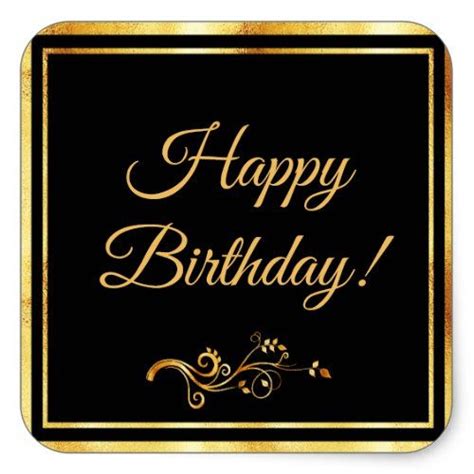 Happy Birthday black gold elegant guy Square Sticker | Zazzle | Happy birthday black, Happy ...