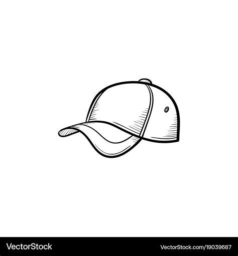 Baseball hat hand drawn sketch icon Royalty Free Vector