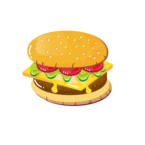 Burger Fast Food Vector PNG Images, Fast Food Burger Ilustration, Food ...