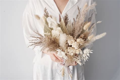 Reed Bridal Bouquet Dried Flower Arrangement Boho Deco - Etsy