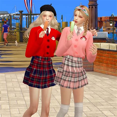 sims 4 school uniform | 심즈 의상, 옷감, 여성용 옷