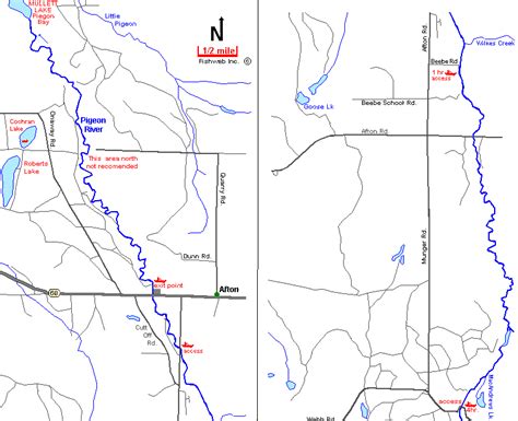 Pigeon River Map Cheboygan County Canoeing Kayaking Tubing Michigan Interactive™