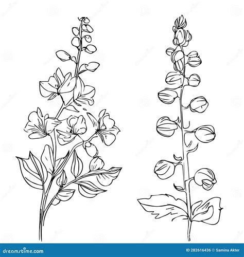 Larkspur July Flower Tattoo, July Birth Flower Tattoo, Black July Birth ...