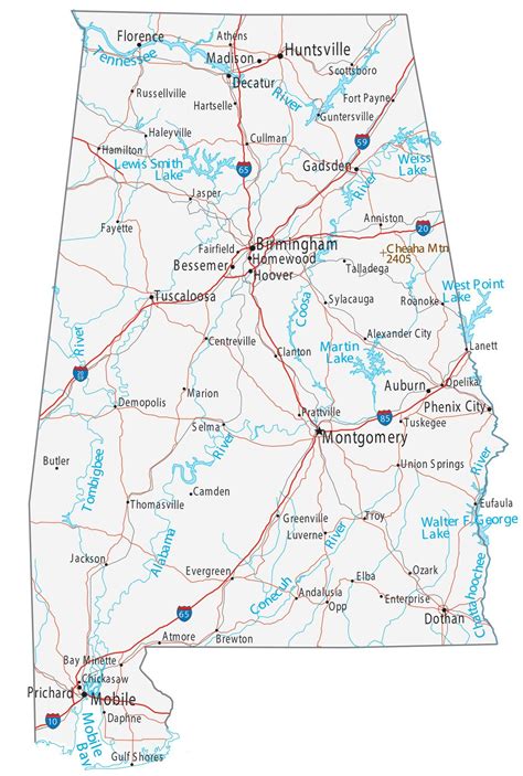 Alabama Map With Towns - Winna Kamillah