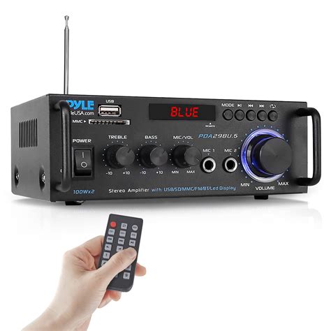 Pyle Wireless Bluetooth Stereo Power Amplifier - 200W Dual Channel ...