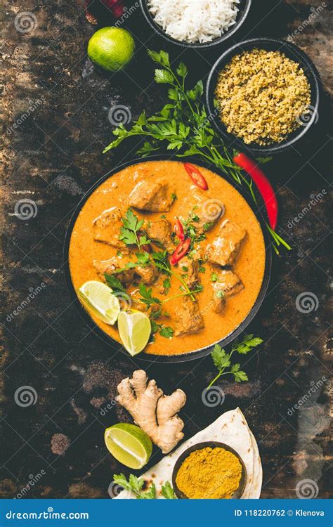 Traditional Curry and Ingredients Stock Photo - Image of cilantro, meat: 118220762